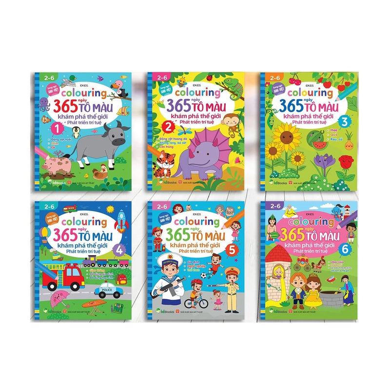 Sách - Combo Bộ 6 cuốn - Colouring 365 ngày Tô màu - KHÁM PHÁ THẾ GIỚI PHÁT TRIỂN TRÍ TUỆ