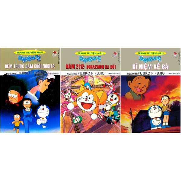 Sách - Doraemon tranh truyện màu - Kỉ niệm về bà + Đêm trước đám cưới + Doraemon ra đời (3 quyển)