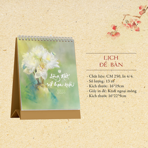 Bộ lịch thư pháp Làng Mai – Bính Ngọ 2026