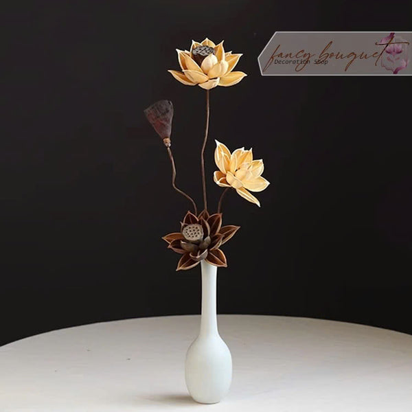 Set Hoa Sen Gỗ Decor Mộc (không bình)