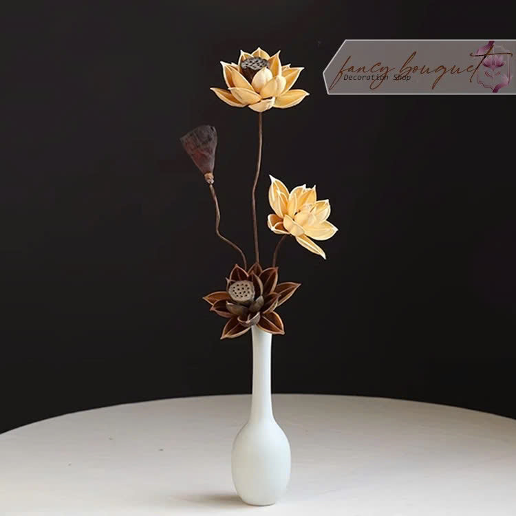 Set Hoa Sen Gỗ Decor Mộc (không bình)