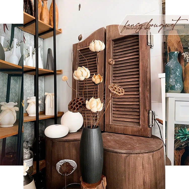 Set Hoa Sen Gỗ Decor Mộc (không bình)