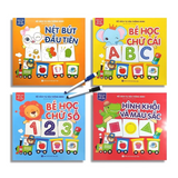 Sách Tự Xoá Thông Minh - Bộ 4 Cuốn - Bé Học Toán, Bé Học Chữ Số, Bé Học Chữ Cái, Hình Khối Và Màu Sắc Bộ 1
