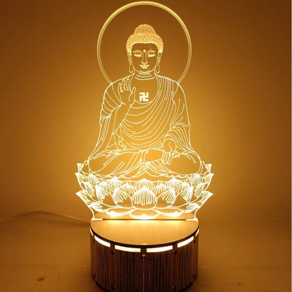 Bộ đèn Led Hình Phật đế gỗ