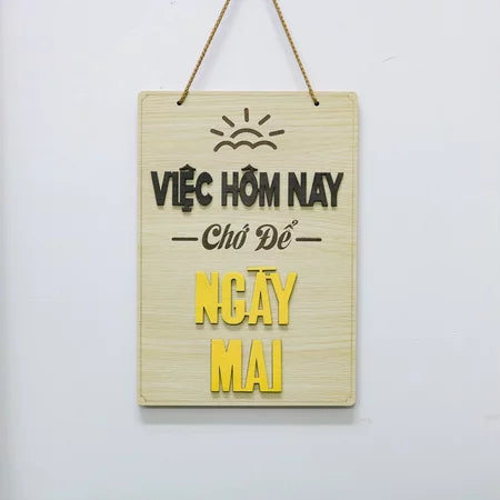 Bảng gỗ khẩu hiệu động lực slogan treo tường decor trang trí cửa hiệu văn phòng công ty, phòng làm việc