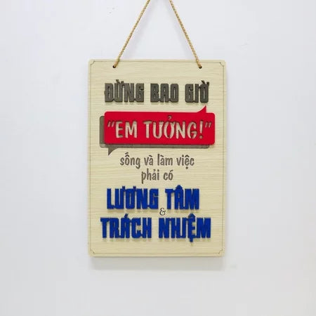 Bảng gỗ khẩu hiệu động lực slogan treo tường decor trang trí cửa hiệu văn phòng công ty, phòng làm việc