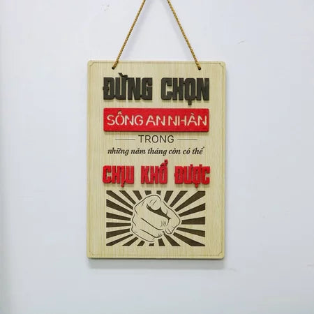 Bảng gỗ khẩu hiệu động lực slogan treo tường decor trang trí cửa hiệu văn phòng công ty, phòng làm việc