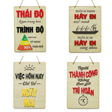Bảng gỗ khẩu hiệu động lực slogan treo tường decor trang trí cửa hiệu văn phòng công ty, phòng làm việc