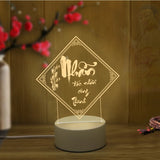 Đèn led 3D khắc chữ Thư pháp Tâm Nhẫn Lộc Thọ