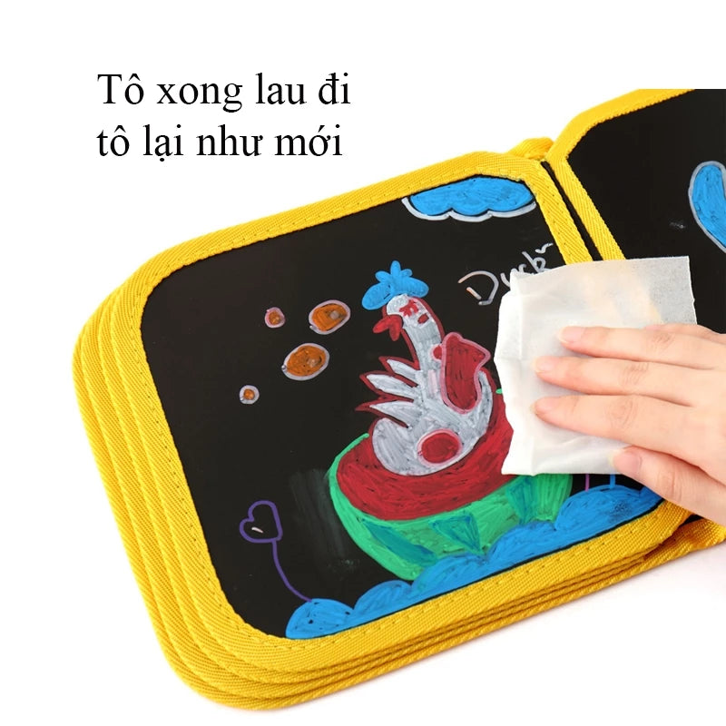 Sổ vẽ tự xóa graffiti phát sáng chất liệu PP cao cấp, chống nước an toàn cho bé