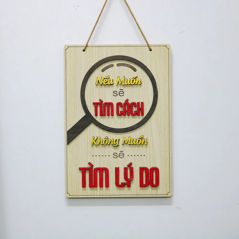 Bảng gỗ khẩu hiệu động lực slogan treo tường decor trang trí cửa hiệu văn phòng công ty, phòng làm việc
