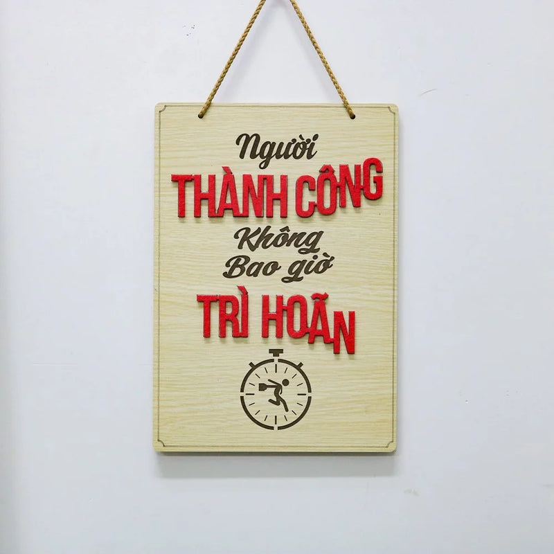 Bảng gỗ khẩu hiệu động lực slogan treo tường decor trang trí cửa hiệu văn phòng công ty, phòng làm việc