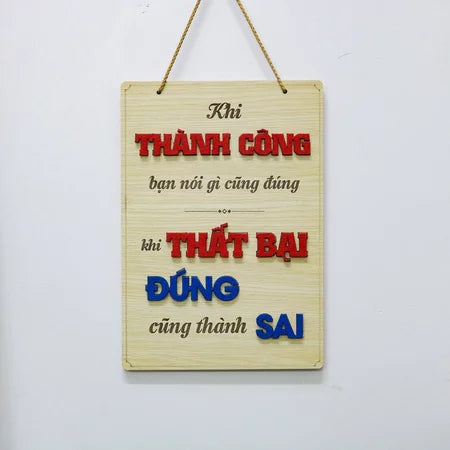 Bảng gỗ khẩu hiệu động lực slogan treo tường decor trang trí cửa hiệu văn phòng công ty, phòng làm việc