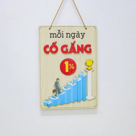 Bảng gỗ khẩu hiệu động lực slogan treo tường decor trang trí cửa hiệu văn phòng công ty, phòng làm việc