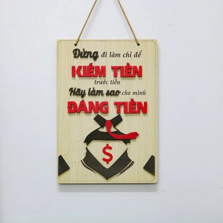Bảng gỗ khẩu hiệu động lực slogan treo tường decor trang trí cửa hiệu văn phòng công ty, phòng làm việc