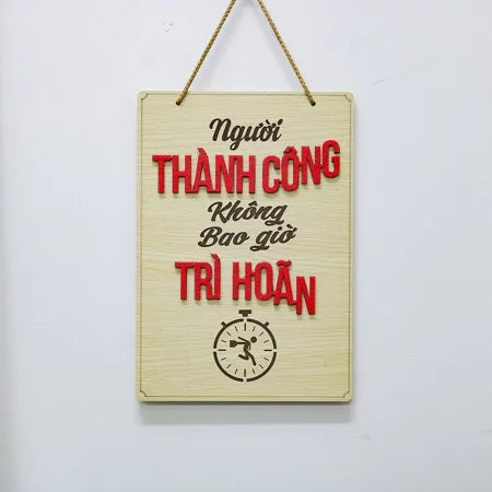 Bảng gỗ khẩu hiệu động lực slogan treo tường decor trang trí cửa hiệu văn phòng công ty, phòng làm việc