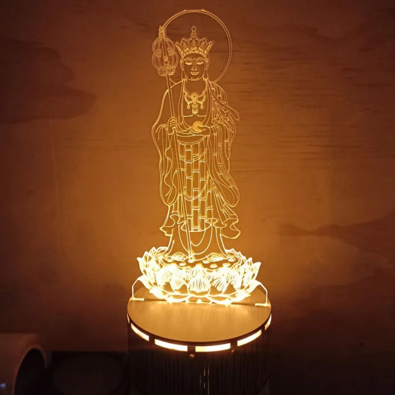 Bộ đèn Led Hình Phật đứng đế gỗ