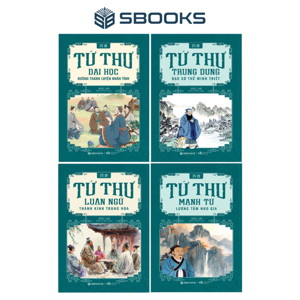 Combo 4 Cuốn Tứ Thư: Đại Học + Luận Ngữ + Trung Dung + Mạnh Tử