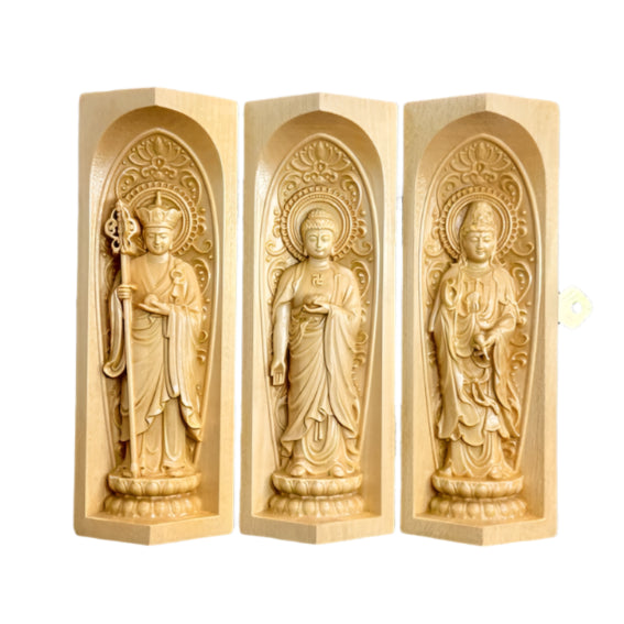 Bộ tượng Địa tạng bồ tát- Phật A di đà- Quan Thế Âm Bồ tát