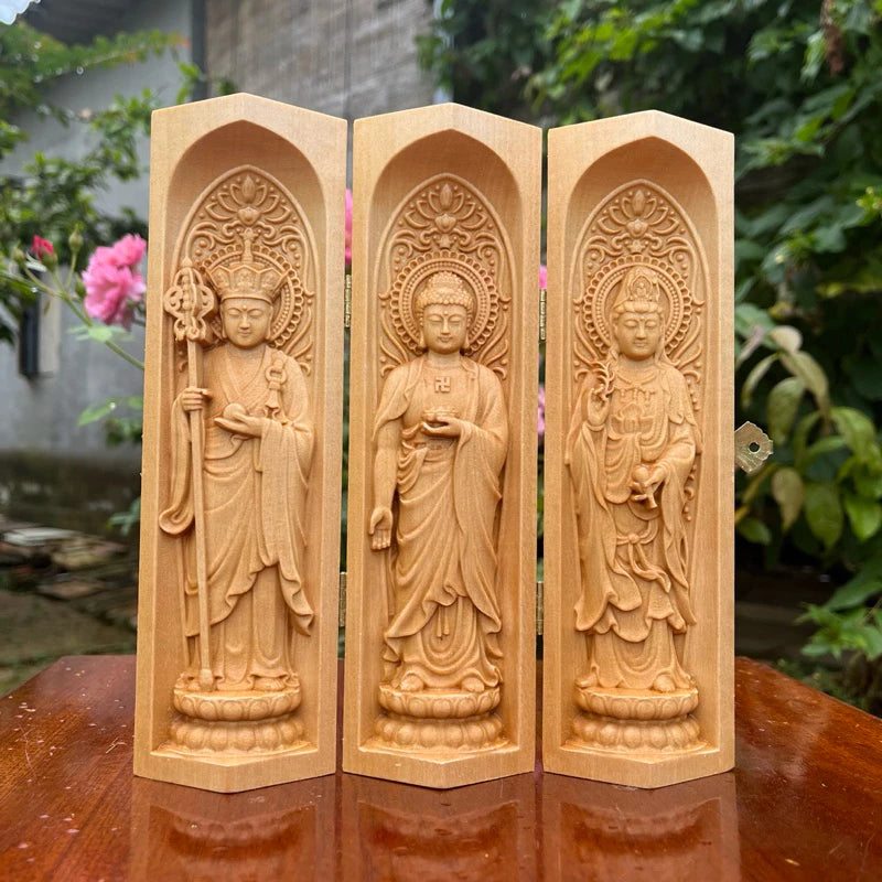 Bộ tượng Địa tạng bồ tát- Phật A di đà- Quan Thế Âm Bồ tát