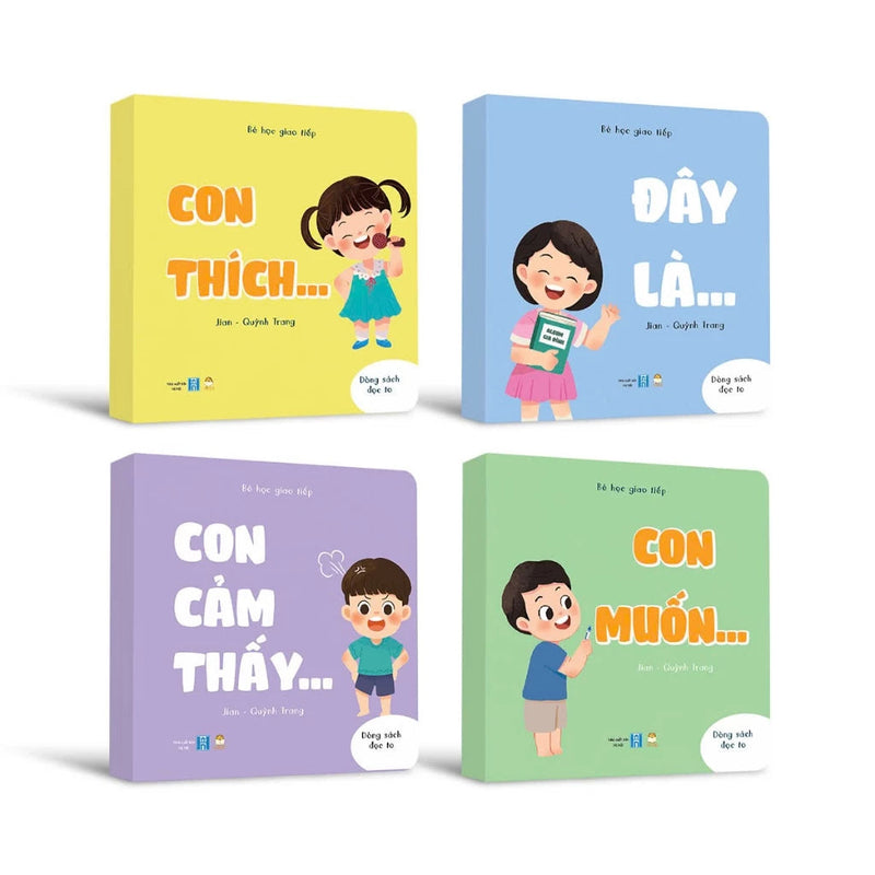 Bộ Bé Học Giao Tiếp 4 cuốn - Bồi cứng & Song ngữ Việt-Anh
