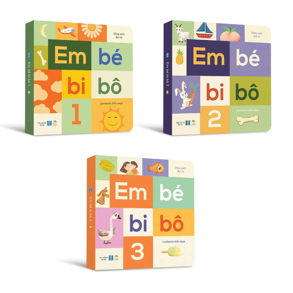 Bộ sách Em bé bi bô 3 cuốn Bồi cứng - Dành cho bé Bật âm, Tập nói, Bi bô bập bẹ