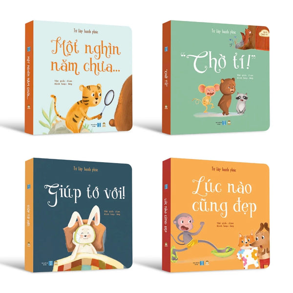 Bộ Tự lập hạnh phúc 4 cuốn bồi cứng - Sách truyện cho bé 1-6 tuổi