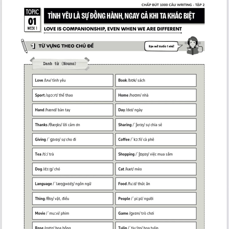 Bộ 2 Sách Chấp Bút 1000 Câu Writing – 60 Ngày Gieo Trồng Tư Duy Writing- Cải Thiện Kỹ Năng Viết [Kèm Audio]