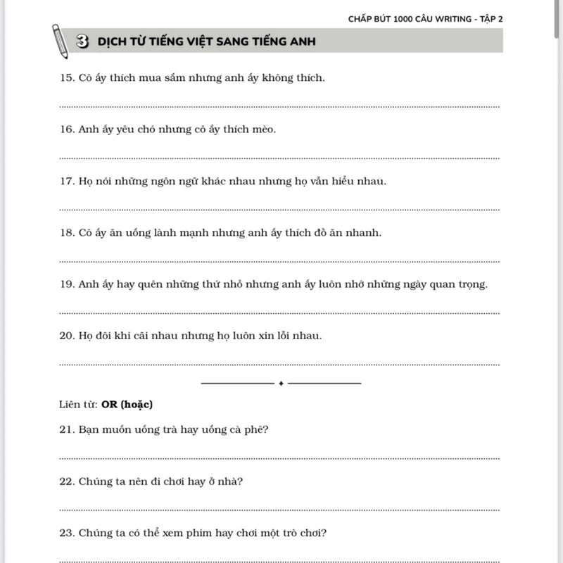 Bộ 2 Sách Chấp Bút 1000 Câu Writing – 60 Ngày Gieo Trồng Tư Duy Writing- Cải Thiện Kỹ Năng Viết [Kèm Audio]