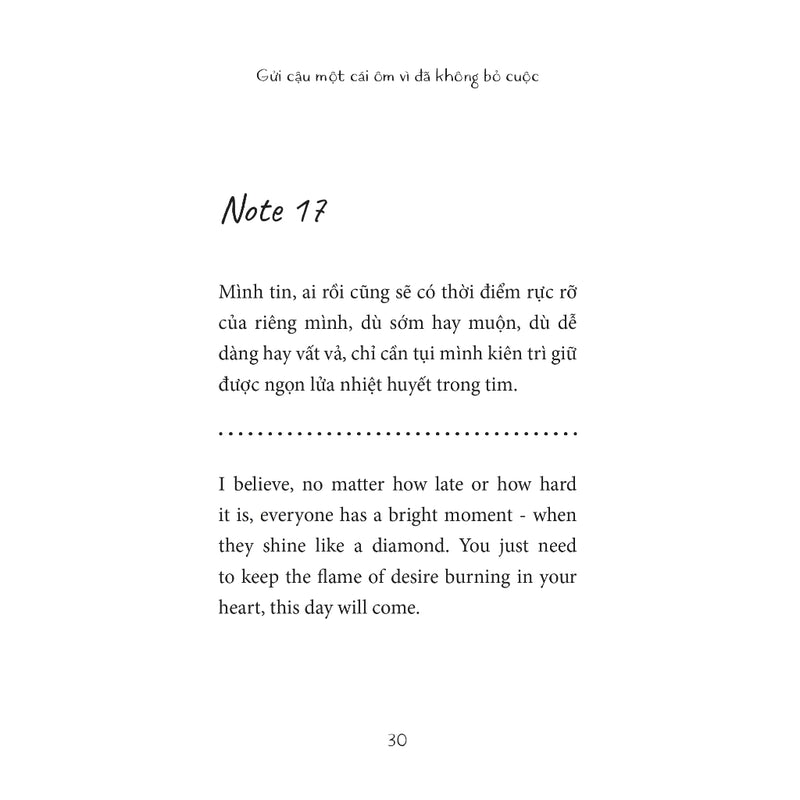[Song Ngữ Anh - Việt] Sách A Hug For Not Giving Up - Gửi Cậu Một Cái Ôm Vì Đã Không Bỏ Cuộc