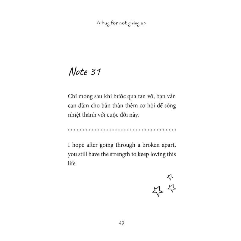 [Song Ngữ Anh - Việt] Sách A Hug For Not Giving Up - Gửi Cậu Một Cái Ôm Vì Đã Không Bỏ Cuộc