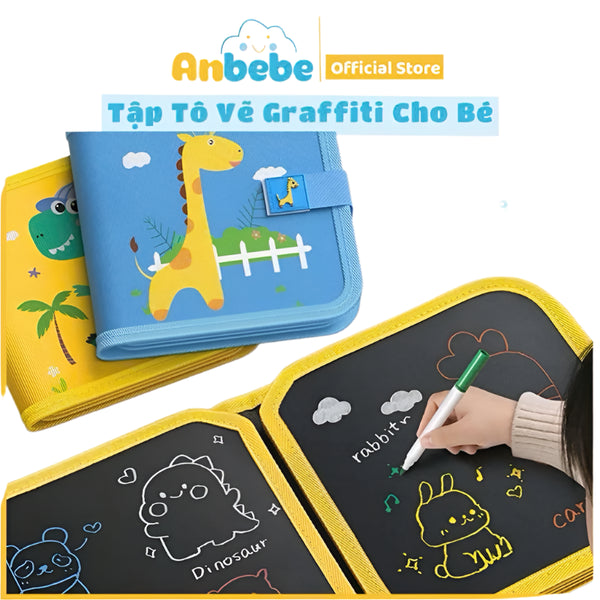 Sổ vẽ tự xóa graffiti phát sáng chất liệu PP cao cấp, chống nước an toàn cho bé