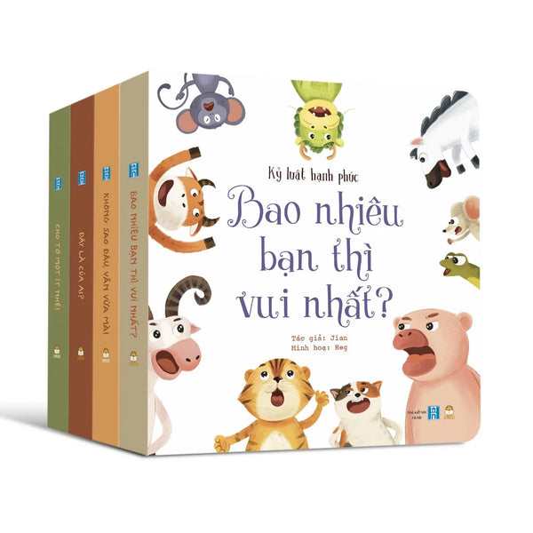 Bộ Kỷ luật hạnh phúc 4 cuốn Bồi cứng - Cho bé từ 1 tuổi - Truyện kể hóm hình, đáng yêu ươm mầm đức tính tốt đẹp