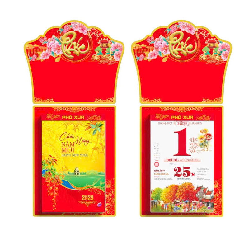 Lịch tết 2025 kích thước 25x35 cm, 20x30 cm
