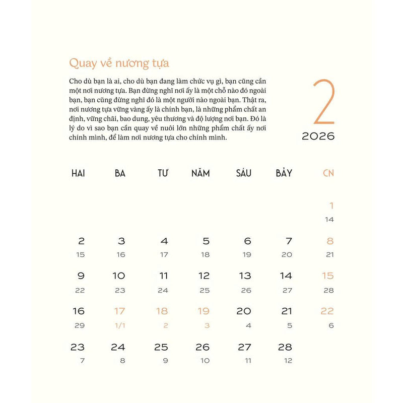 Bộ lịch thư pháp Làng Mai – Bính Ngọ 2026
